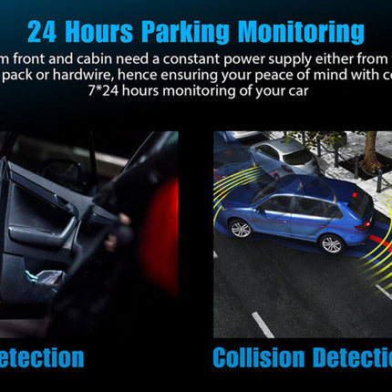 Dash Cam Car HD 1080P Front-Rear-Inside Dual Lens Video Recorder Camera G-Sensor - Royalessencelux