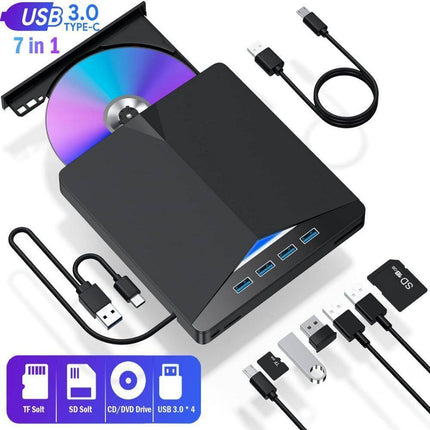 External CD DVD Drive USB 3.0 Writer Burner Reader Player For Windows 7 8 10 11 - Royalessencelux