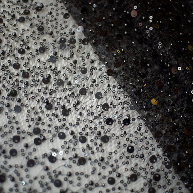 Sequined Pearl Embroidery Lace Asymmetric Single Sleeve Dress - Royalessencelux