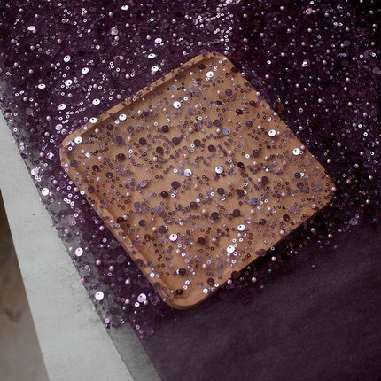 Sequined Pearl Embroidery Lace Asymmetric Single Sleeve Dress - Royalessencelux