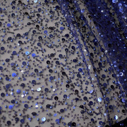 Sequined Pearl Embroidery Lace Asymmetric Single Sleeve Dress - Royalessencelux