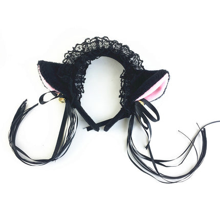 Japanese Girl Cute Bells Plush Cat Ears Headband Net Celebrity Live Holiday Dress - Royalessencelux
