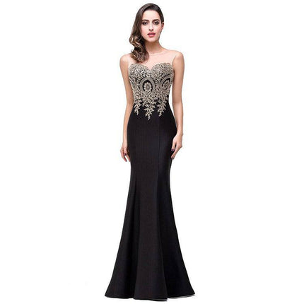 Amazon Europe dress sexy back hollow applique package hip dress fishtail skirt female perspective - Royalessencelux