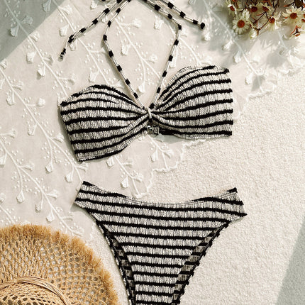 Bikini Split Striped Printed Swimsuit For Women - Royalessencelux