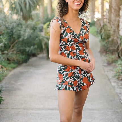 Built-in Bra Hot Spring Boxer Print European And American One-piece Swimsuit - Royalessencelux