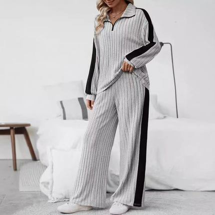 Casual Suit Women's Sweater Wide Leg Pants Two-piece Set - Royalessencelux