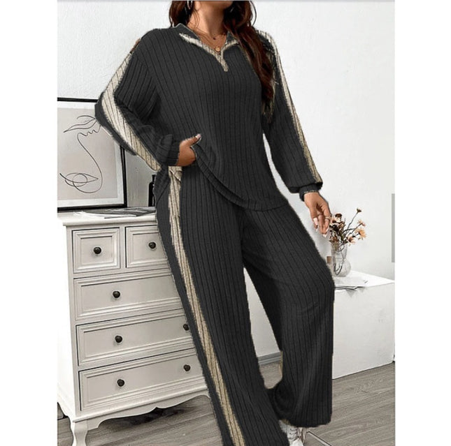 Casual Suit Women's Sweater Wide Leg Pants Two-piece Set - Royalessencelux
