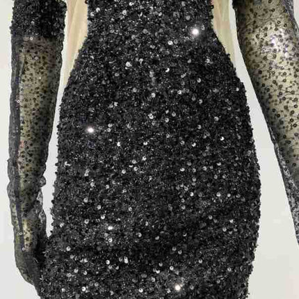 Dress Halter Feather Sequins Short Hip Skirt With Gloves Dress - Royalessencelux