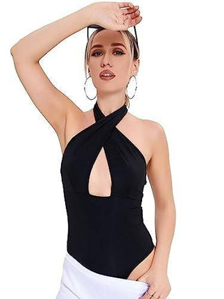 Hollow Back Halter Solid Color Jumpsuit Women - Royalessencelux