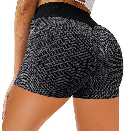 Honeycomb Design Yoga Pants Solid Color Hip-lifting Fitness Sports Shorts For Women - Royalessencelux