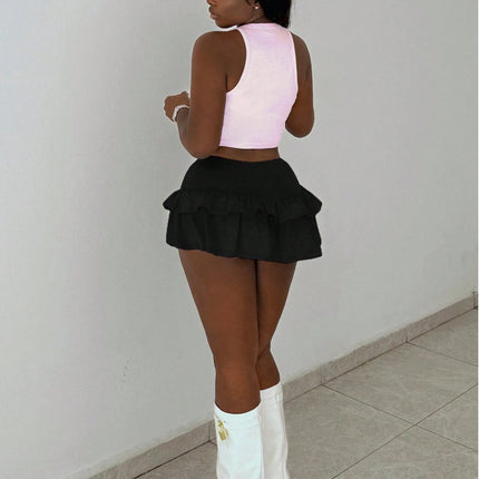 Hot Girl Fashionable Stringy Selvedge Patchwork Knitting Skirt - Royalessencelux