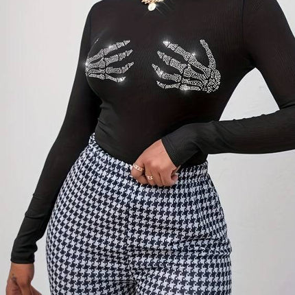 Ladies' Printed Fashionable Long Sleeved T-shirt - Royalessencelux