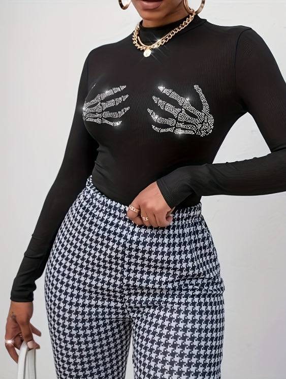 Ladies' Printed Fashionable Long Sleeved T-shirt - Royalessencelux