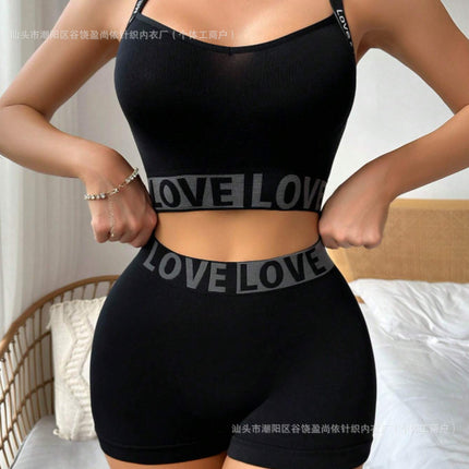 LOVE Letter Waist Head Camisole Women's Boyshorts - Royalessencelux