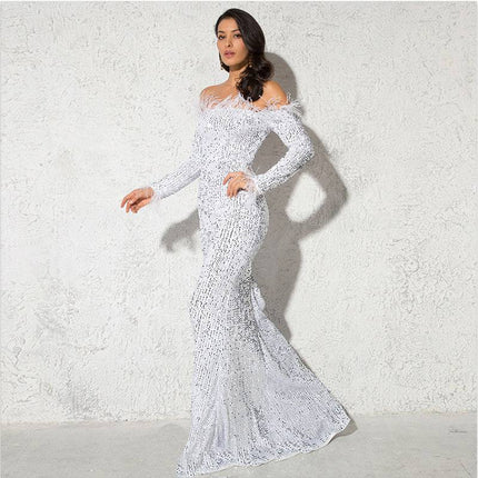 Off-the-shoulder Fishtail Party Formal Dress - Royalessencelux