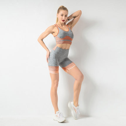 Seamless Yoga Wear Sports Suit Women Fitness Vest Bra Hip Lifting Tight Yoga Shorts - Royalessencelux