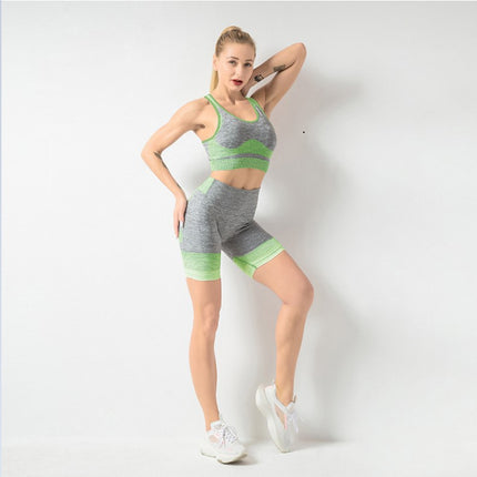 Seamless Yoga Wear Sports Suit Women Fitness Vest Bra Hip Lifting Tight Yoga Shorts - Royalessencelux