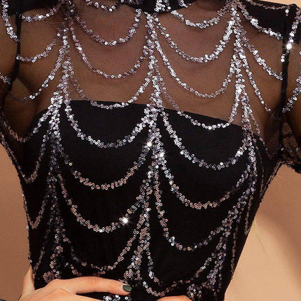 Sequins Women Maxi Dresses Long Sleeve Female Party Dresses - Royalessencelux