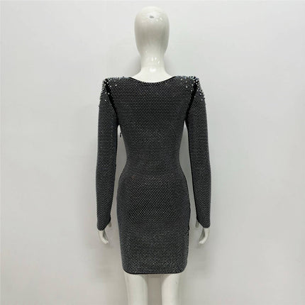 Sexy Rhinestone Bandage One-piece Dress Cross Border Foreign Trade Sexy Tight - Royalessencelux