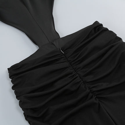 Sexy V-neck Backless Long Sleeves Skirt Waist Decorative Flower Split Fishtail Gown Dress Long - Royalessencelux