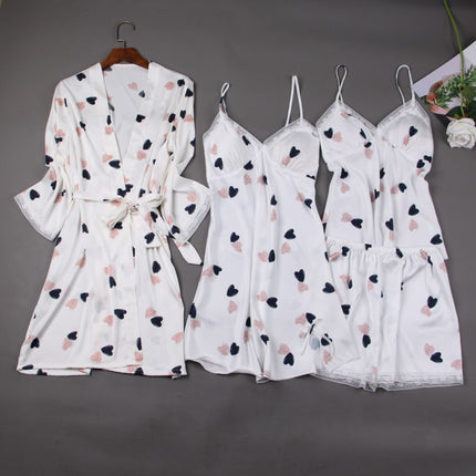 Silk Slip Nightdress Cute Printed Pajamas Suit - Royalessencelux