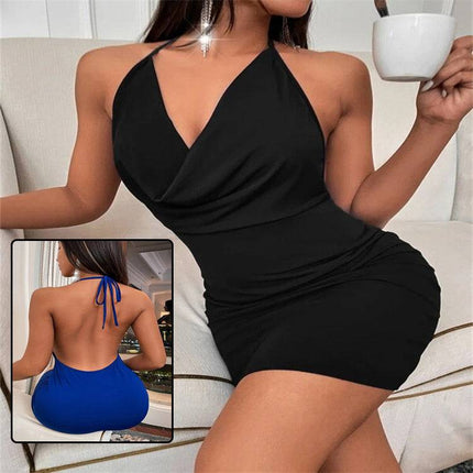 Summer Deep V-neck Dress Temperament Sling Backless Halter Dresses Women's Clothing - Royalessencelux