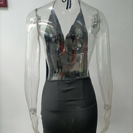 Summer Deep V-neck Dress Temperament Sling Backless Halter Dresses Women's Clothing - Royalessencelux