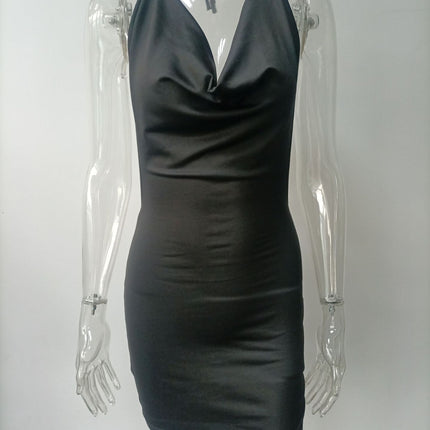 Summer Deep V-neck Dress Temperament Sling Backless Halter Dresses Women's Clothing - Royalessencelux