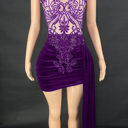 Summer Luxury Evening Dress Female Singer Stage Costume Senior Dress Side Trailing Skirt - Royalessencelux