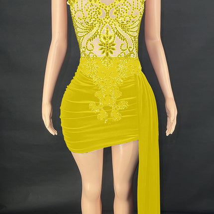 Summer Luxury Evening Dress Female Singer Stage Costume Senior Dress Side Trailing Skirt - Royalessencelux