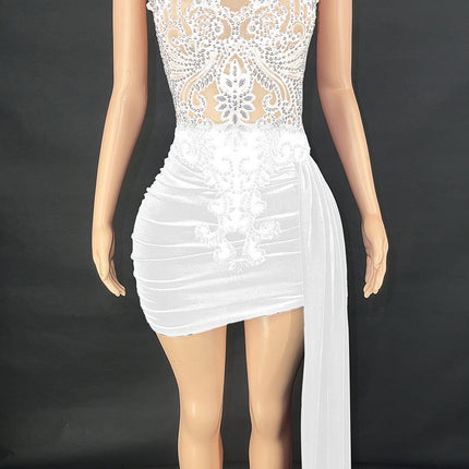 Summer Luxury Evening Dress Female Singer Stage Costume Senior Dress Side Trailing Skirt - Royalessencelux