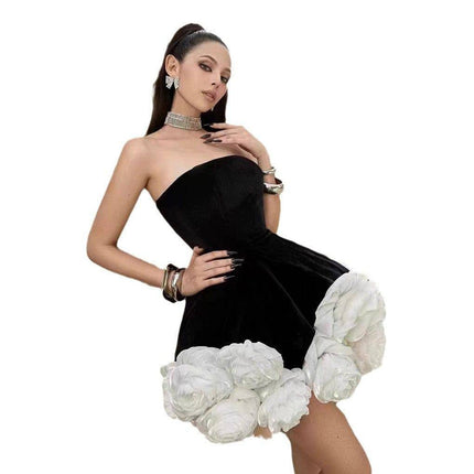 Top Short Skirt Three-dimensional Flower Pettiskirt French Cross-border Dress - Royalessencelux