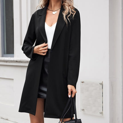 Women's Long Open Collar Lightweight And Fashionable Suit Jacket - Royalessencelux