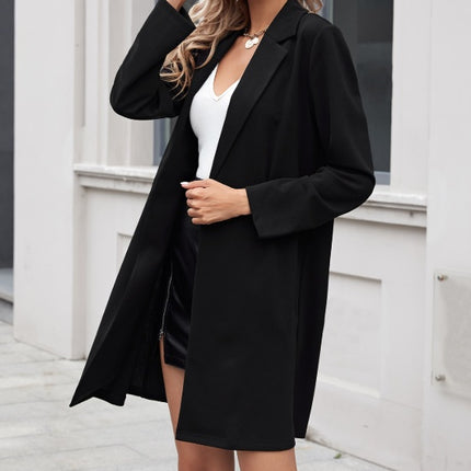 Women's Long Open Collar Lightweight And Fashionable Suit Jacket - Royalessencelux