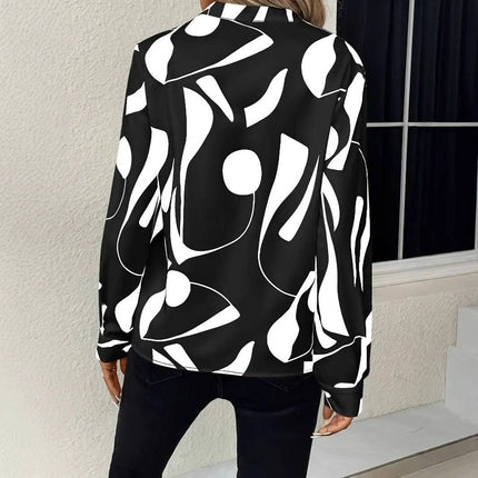 Women's Printed Notched Collar Shirt Long Sleeve - Royalessencelux