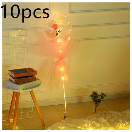 LED Luminous Balloon Rose Bouquet Transparent Bobo Ball Rose - Royalessencelux
