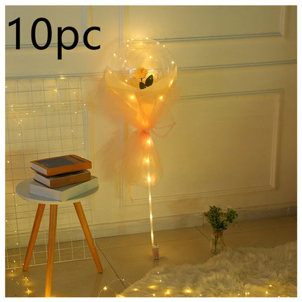 LED Luminous Balloon Rose Bouquet Transparent Bobo Ball Rose - Royalessencelux