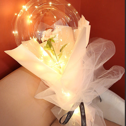 LED Luminous Balloon Rose Bouquet Transparent Bobo Ball Rose - Royalessencelux