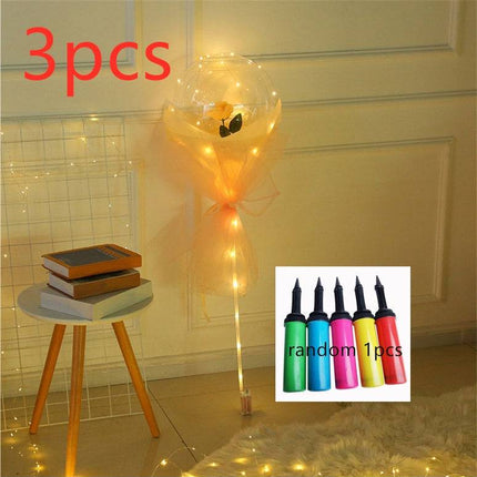 LED Luminous Balloon Rose Bouquet Transparent Bobo Ball Rose - Royalessencelux