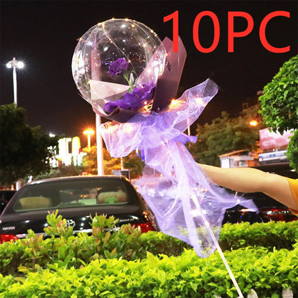 LED Luminous Balloon Rose Bouquet Transparent Bobo Ball Rose - Royalessencelux