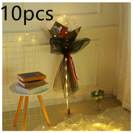 LED Luminous Balloon Rose Bouquet Transparent Bobo Ball Rose - Royalessencelux