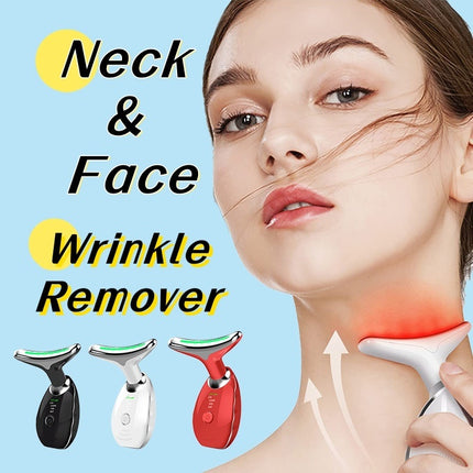 Neck Face Beauty Device Colorful LED Photon Therapy Skin Tighten Reduce Double Chin Anti Wrinkle Remove Lifting Massager - Royalessencelux