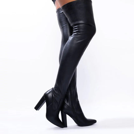 Winter NewSolid Color Pointed Thick High Heel Over-the-knee Boots - Royalessencelux