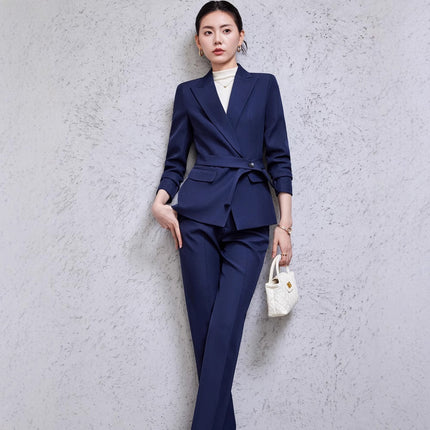 Long Sleeve Small Suit Collar Coat Women's Shirt Pants Suit - Royalessencelux