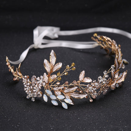 New Handmade Hairband Gold Leaf Headdress Bridal Hair Accessories Bridal Jewelry - Royalessencelux