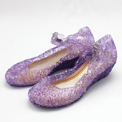 Summer Princess Shoes For Girls Crystal Shoes Children's High Heel Sandals PVC - Royalessencelux