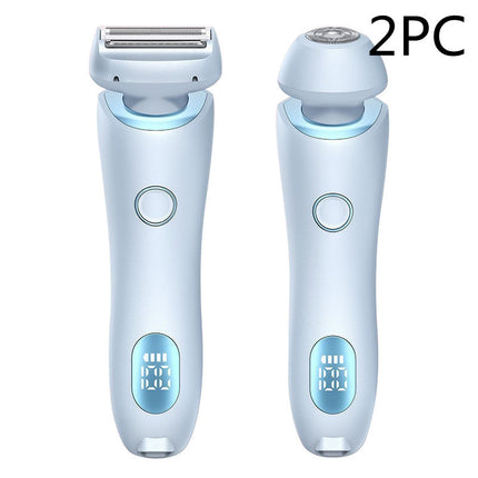 2 In 1 Hair Removal Epilator USB Rechargeable Trimmer Women Body Razor Face Leg Armpit Bikini Hand Pubic Shaver Hair Remover - Royalessencelux