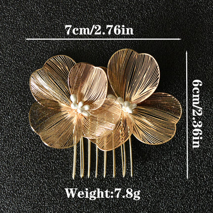 Bridal Headdress Super Fairy Golden Flower Comb - Royalessencelux
