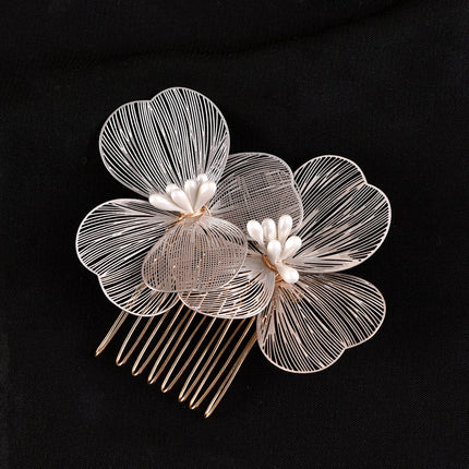 Bridal Headdress Super Fairy Golden Flower Comb - Royalessencelux