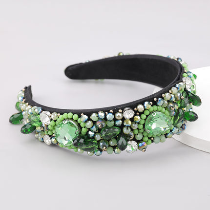 Crystal Geometric Glass Drill Full Rhinestone Headband - Royalessencelux